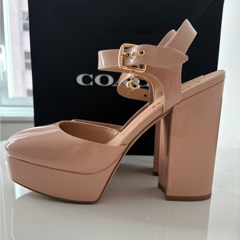 Coach Isabella Patent Pumps Platform Heels Pale Blush 7.5